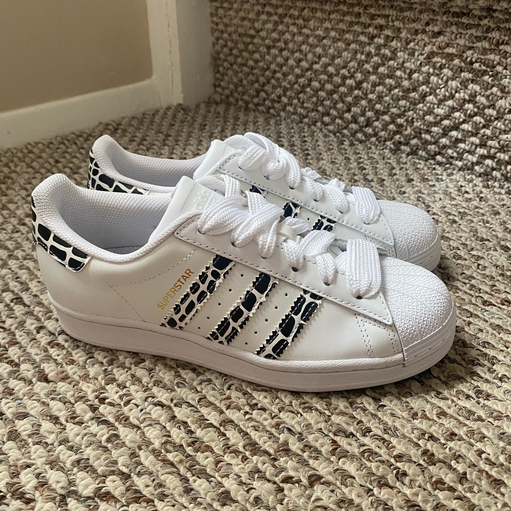 adidas Women's White and Black Superstar Sneakers